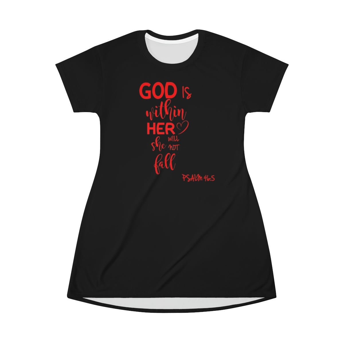 (Red) All Over Print T-Shirt Dress Psalm 46 5