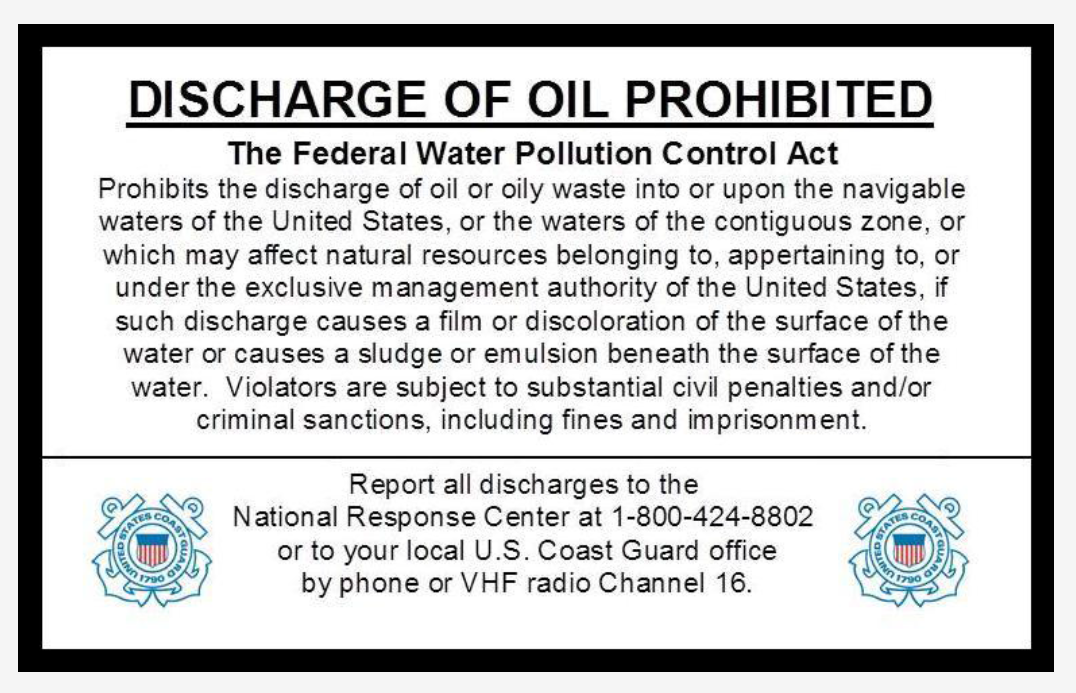 Discharge of Oil Prohibited Label