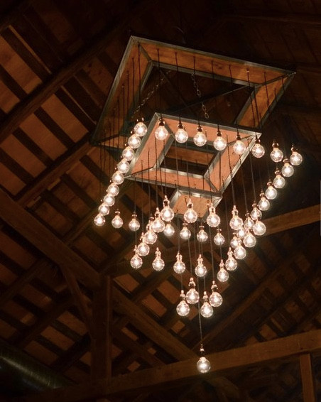 MODERN FARMHOUSE Must Have: Reclaimed Wood. Rustic Industrial reclaimed Barn Wood and Steel Chandelier from Keeriah. More inspo and review at lovinglygray.com.