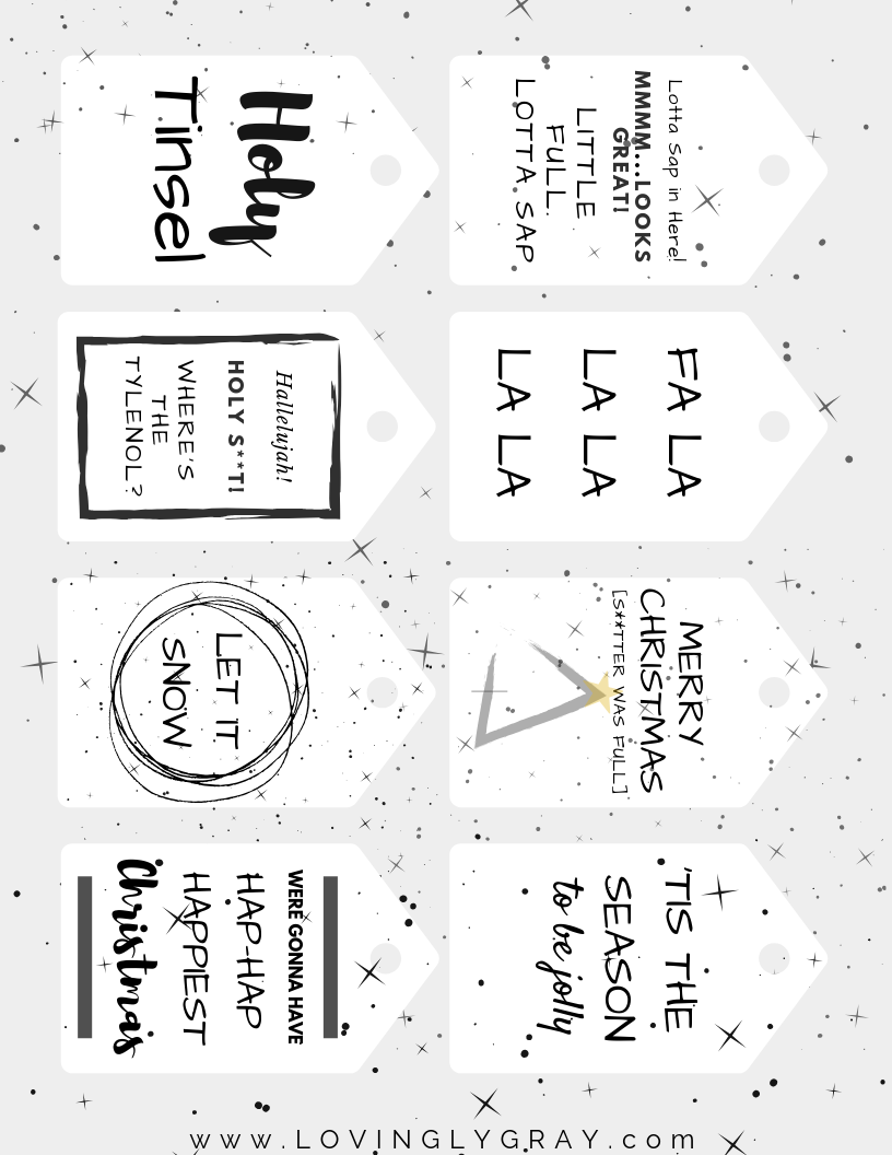 FREE FESTIVE GIFT-TAG PRINTABLE! Creating a Rustic Modern Christmas just got easier with this freebie! This non-traditional style printable makes these gift-tags a truly unique addition to any gift. Inspired by Christmas Vacation and some classic Holiday elements there is something for everyone. Mele Kalikimaka! Check out LOVINGLYGRAY.com for the download!