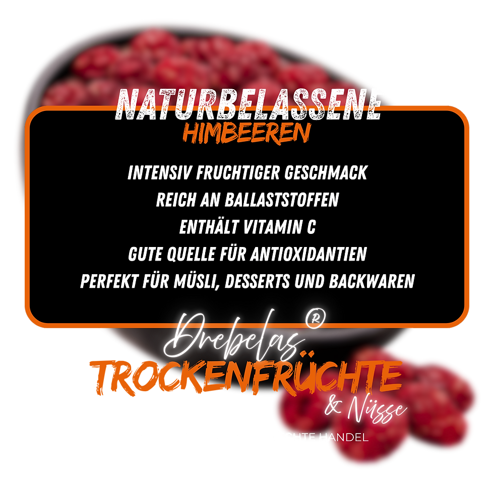 Getrocknete Himbeeren, naturbelassen in einer schwarzen Schale