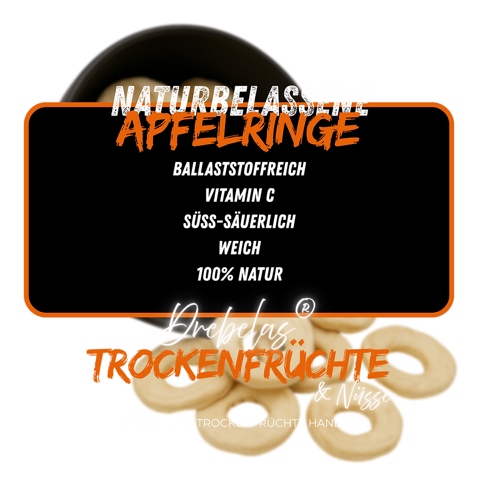 Getrocknete Apfelringe, naturbelassen in einer schwarzen Schale