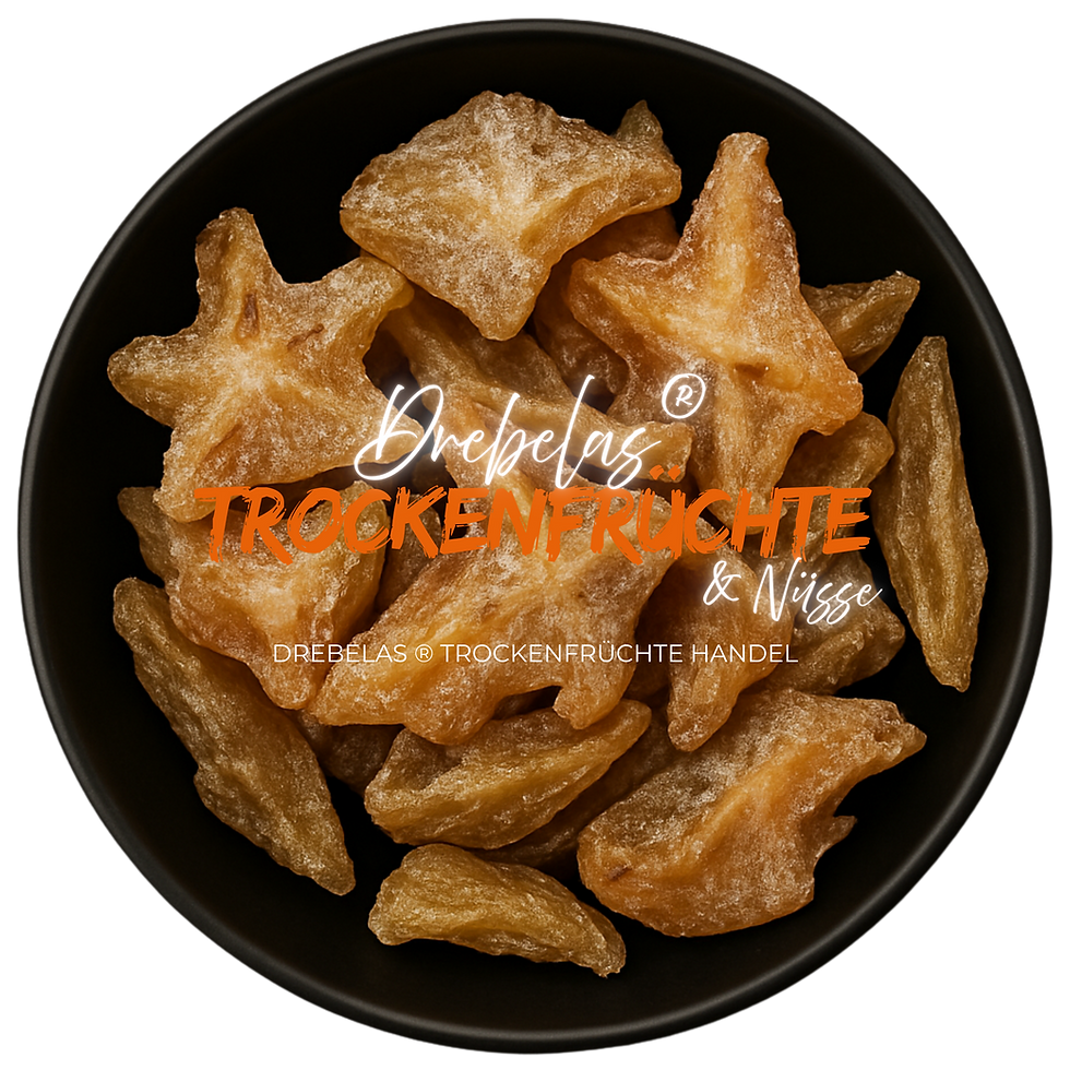 Getrocknete Sternfrucht, leicht gesüßt in einer schwarzen Schale