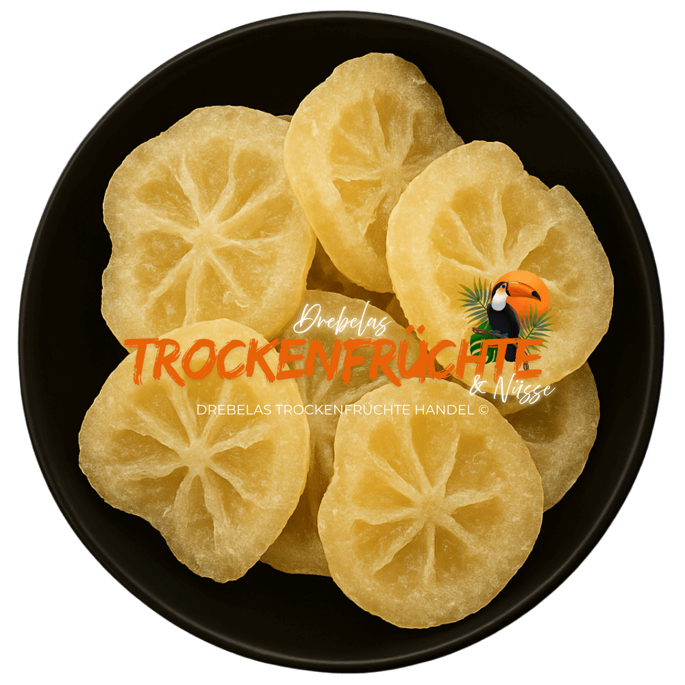 Getrocknete Zitronen Scheiben, leicht gesüßt, geschwefelt