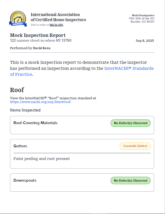 Eagle Home Inspections Sample Report Front Cover