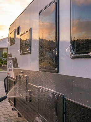 caravan testing sunset
