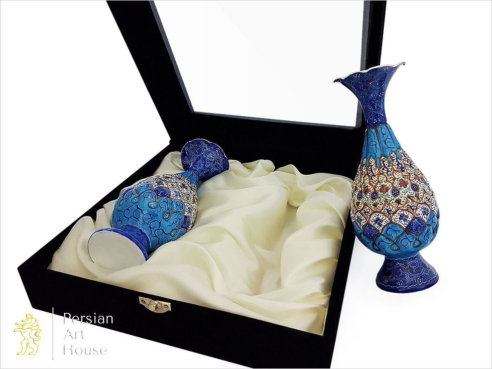 Thumbnail: Box Of Two 20 Cm Height Mina Kari Decorative Vases