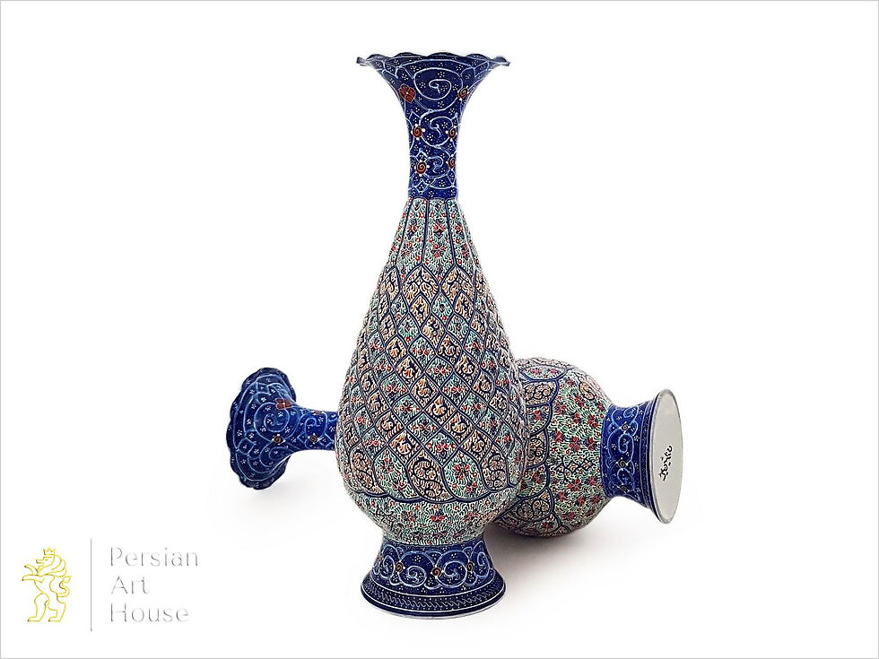 Thumbnail: 25 Cm Height Mina Kari Copper Decorative Vase By Shahin Shirazi