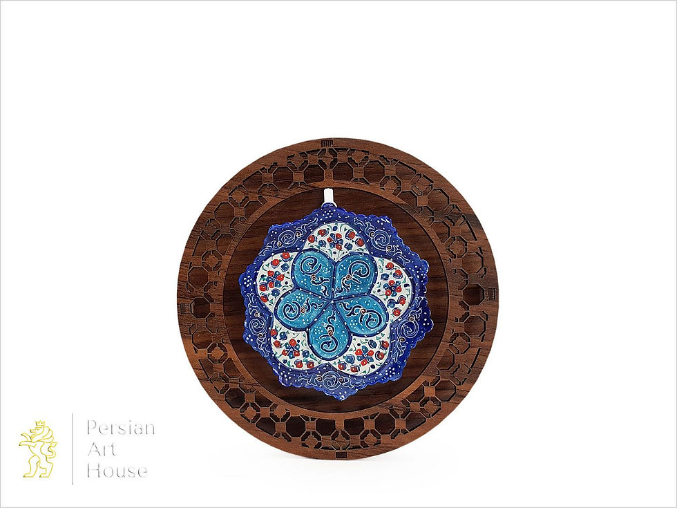 8 Cm Mina Kari Decorative Plate With A Round Grid Panel