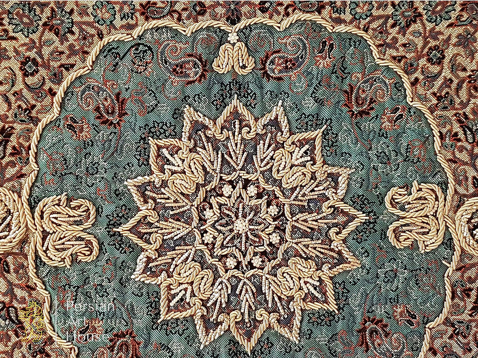 Thumbnail: A 3 Piece Hashemi Termeh Tablecloth With Shah Parand Design