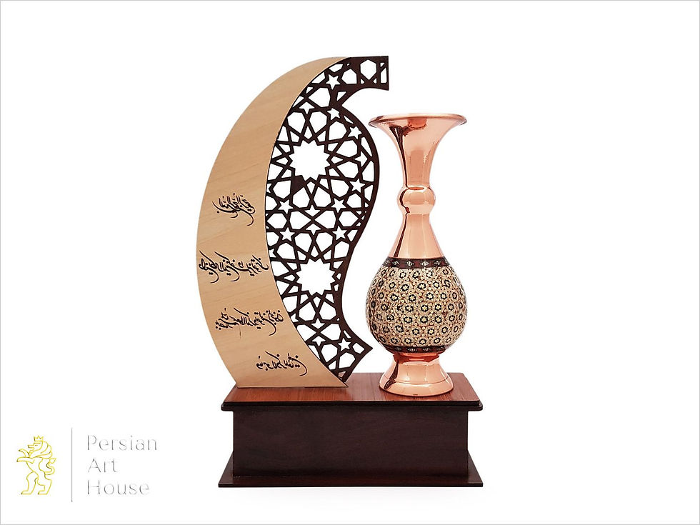 Trophy Of Copper And Khatam Decorative Vase Mehr And Mah Design Khatam