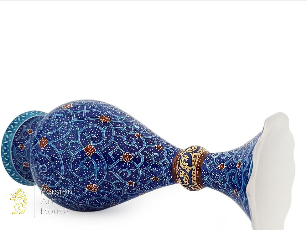 Thumbnail: 16 Cm Height Esmaeili Mina Kari Copper Decorative Vase - Arabesque Design