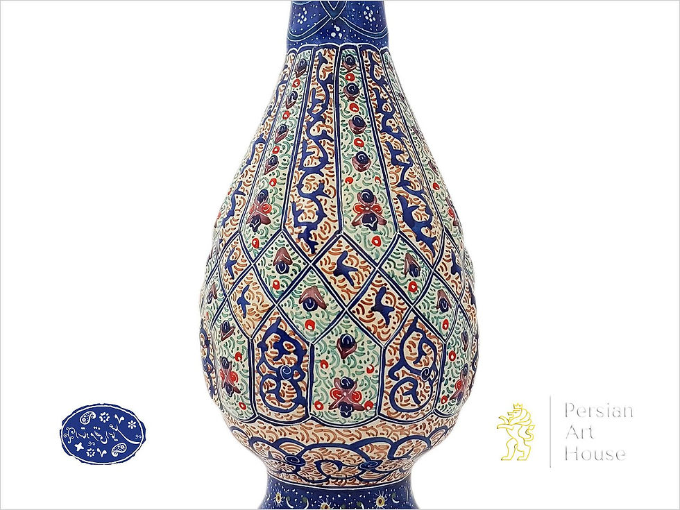 Thumbnail: 16 Cm Height Esmaeili Mina Kari Copper Decorative Vase