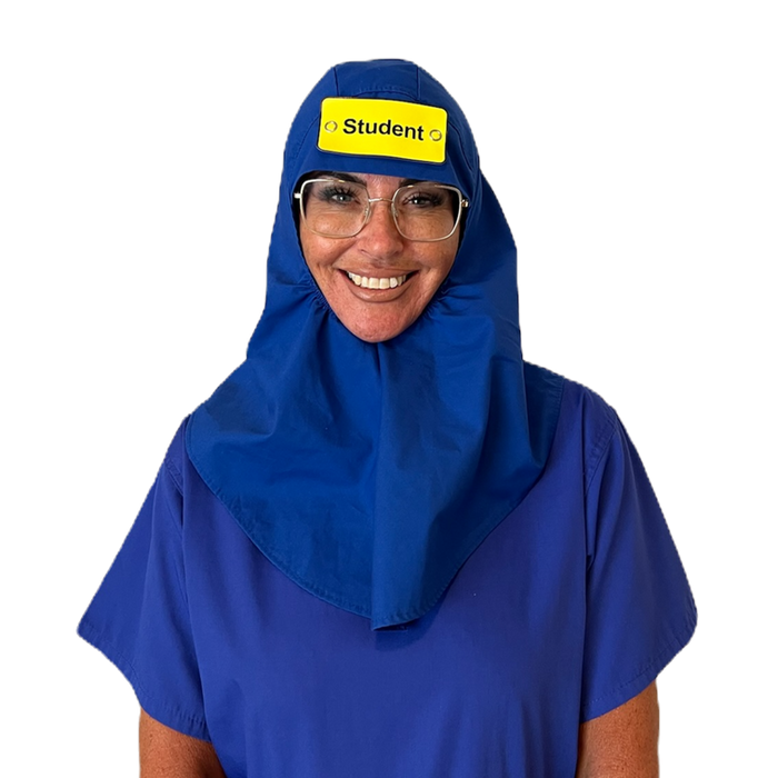 A nurse wearing eco ninjas name and role hijab