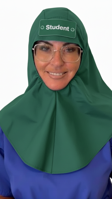 A nurse wearing eco ninjas name and role hijab