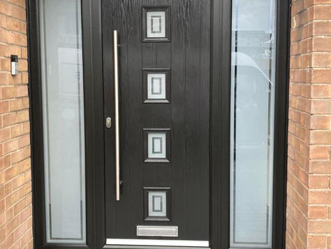 Black composite door with glass panels