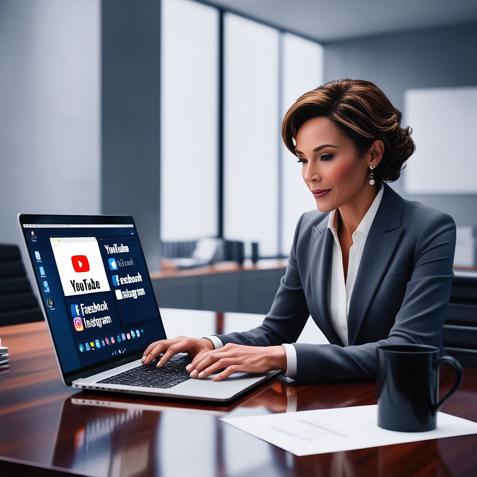Social Media Marketing, Frau im Büro