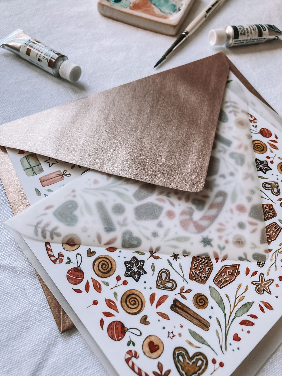 Miniaturbild: WEIHNACHTSKARTEN "AQUARELL-MUSTER" | 2-er Set