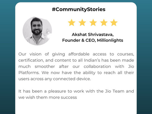 Millionlights and Jio - How we are impacting learning in India