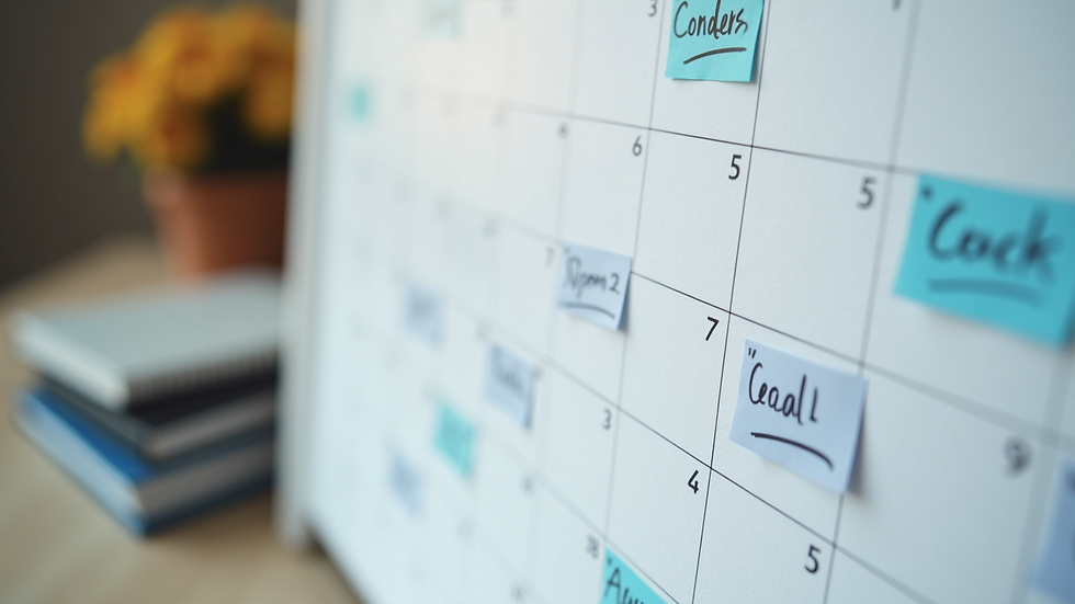 Close-up view of a calendar with scheduled coaching sessions marked
