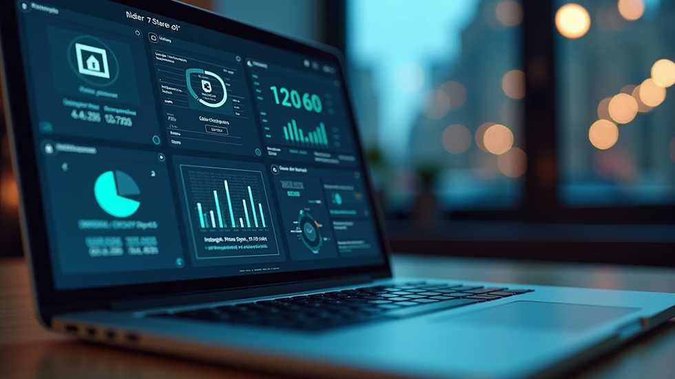 Eye-level view of a laptop screen showing a cybersecurity dashboard