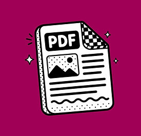 Whimsical black-and-white illustration of a PDF document for an eLearning PDF Viewer generator used to embed course resources.