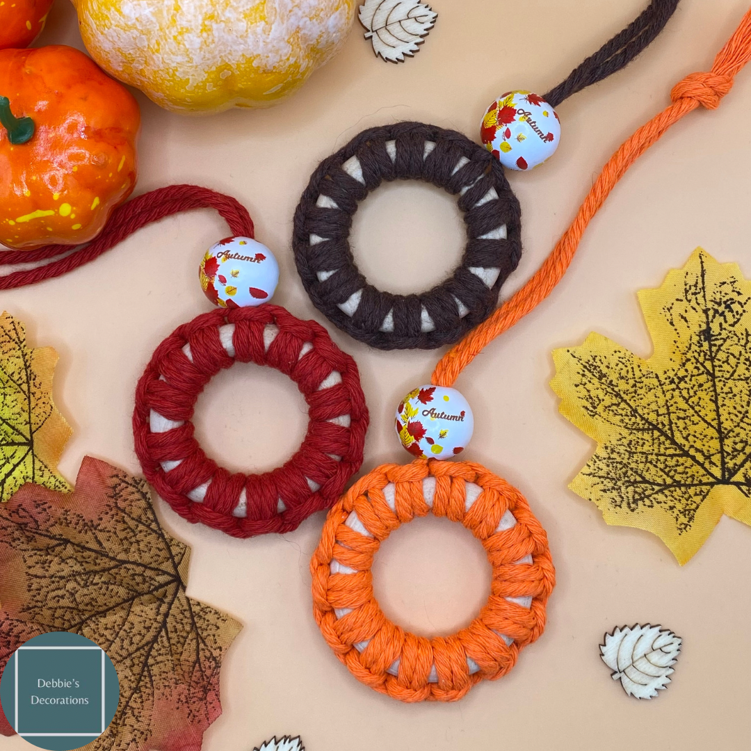 Handmade macrame small autumn wreath decorations