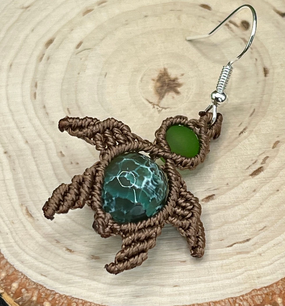 Thumbnail: Handmade macrame turtle earrings