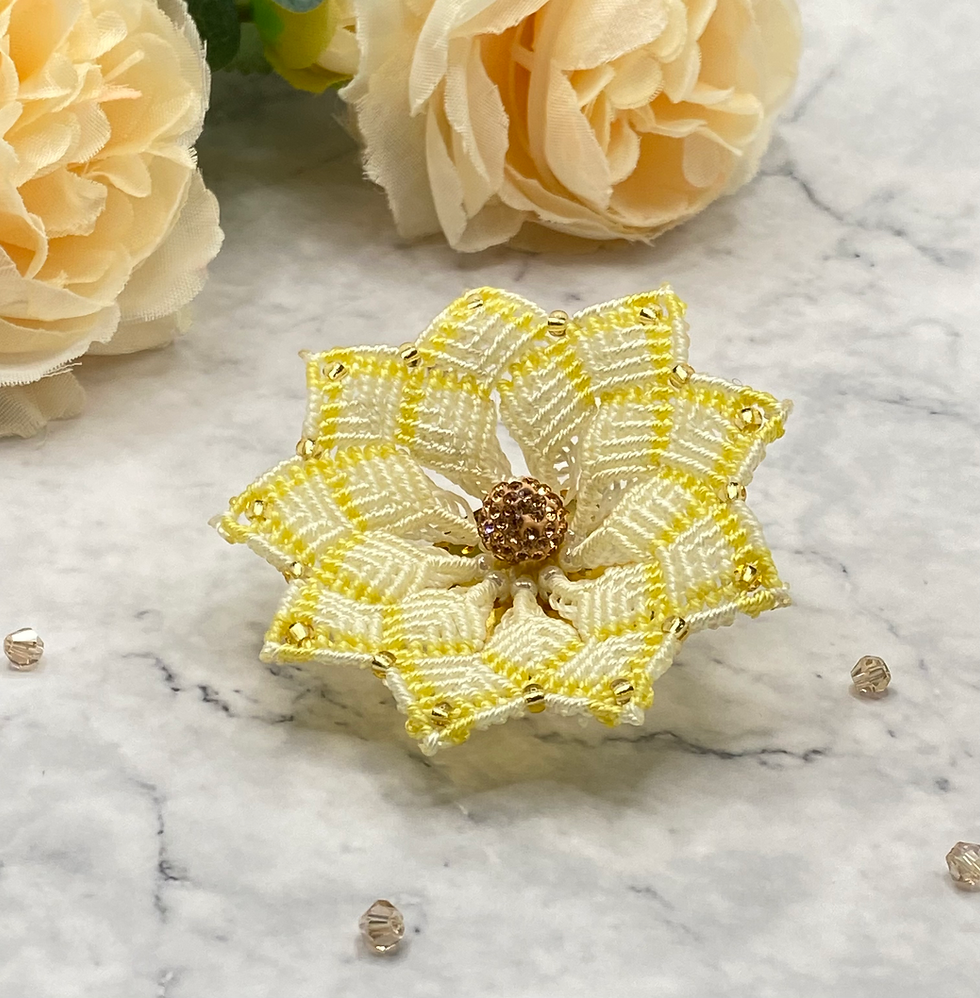 Thumbnail: Handmade macrame summer flower brooches