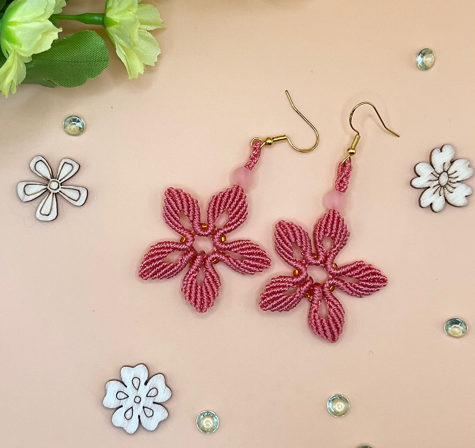 Thumbnail: Handmade macrame funky flower earrings