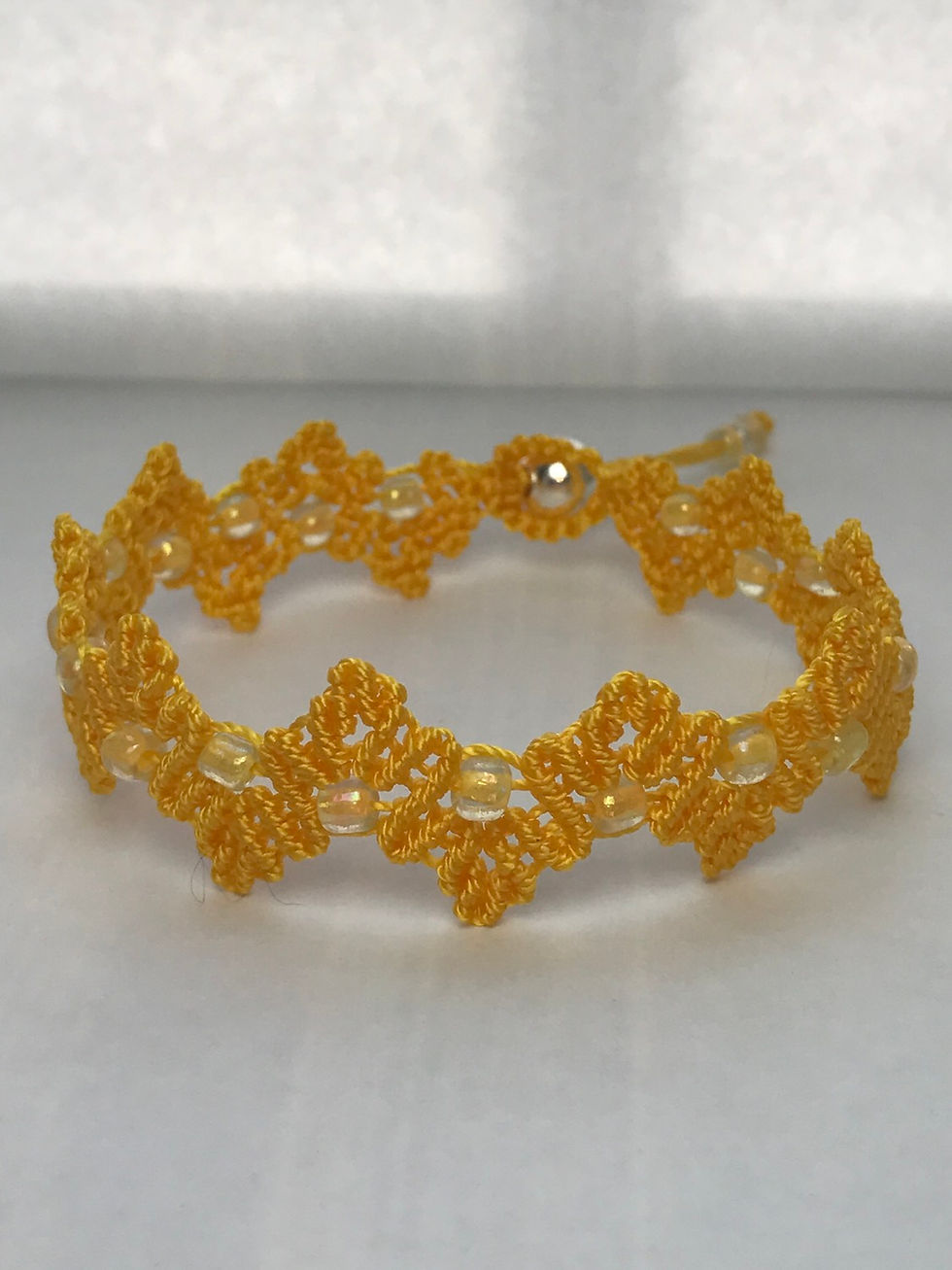 Thumbnail: Handmade macrame weaving leaf style bracelet with beading
