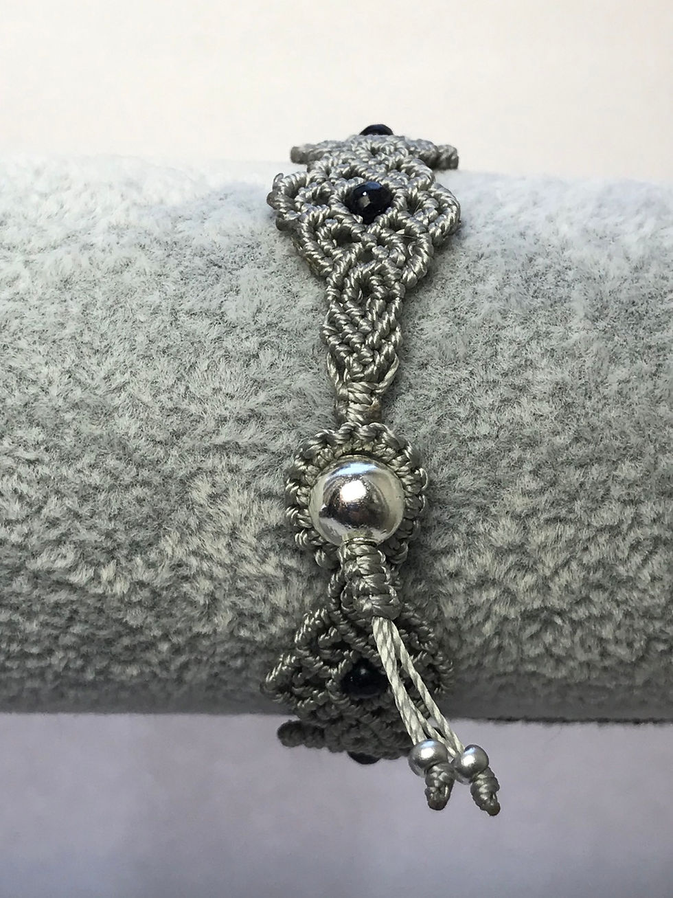Thumbnail: Handmade macrame filigree style bracelet in silver