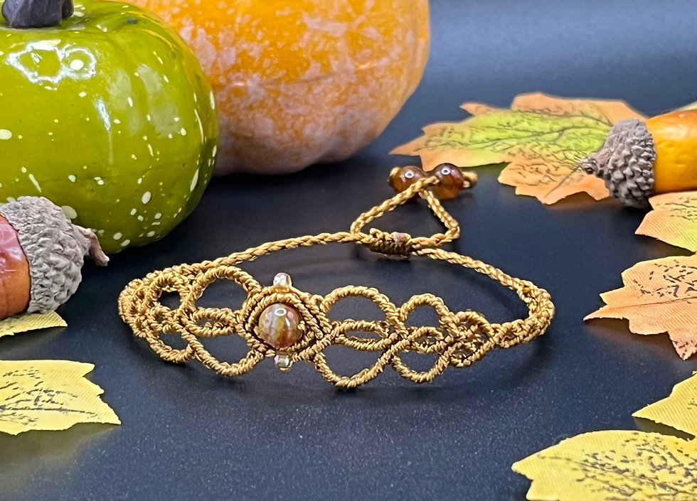 Thumbnail: Handmade macrame autumn elvish bracelet