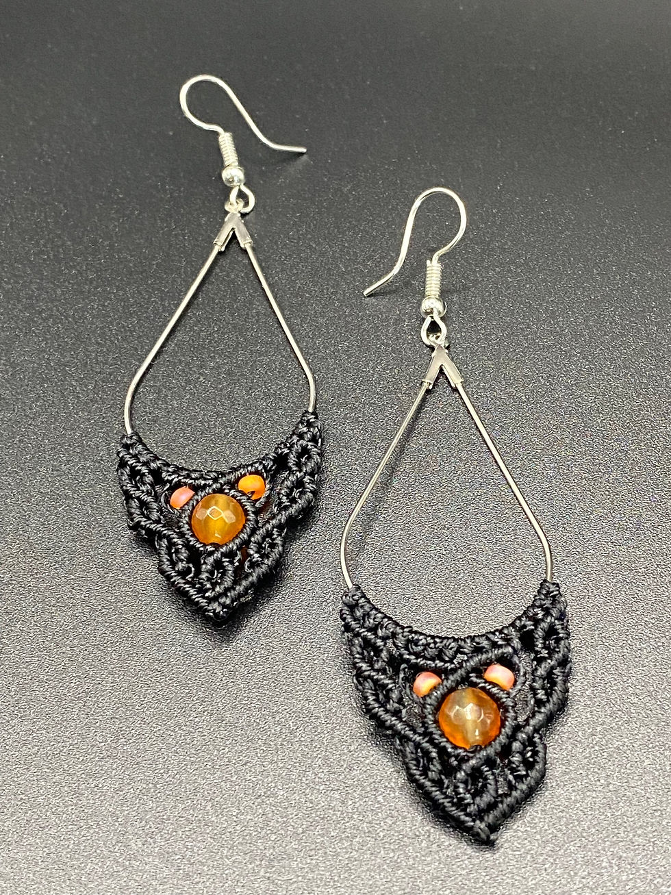 Thumbnail: Handmade macrame Halloween earrings