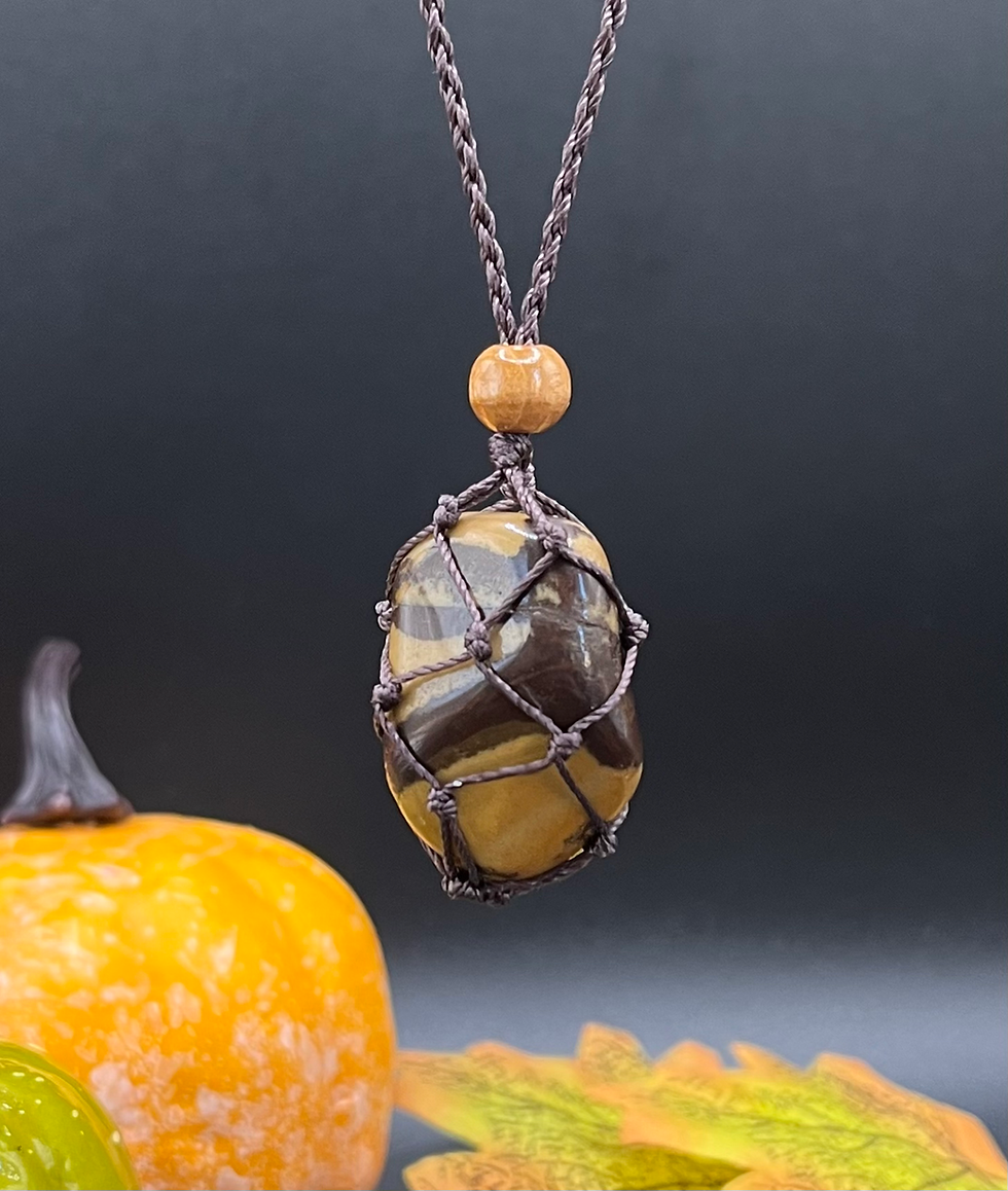 Thumbnail: Handmade macrame nguni jasper net necklace