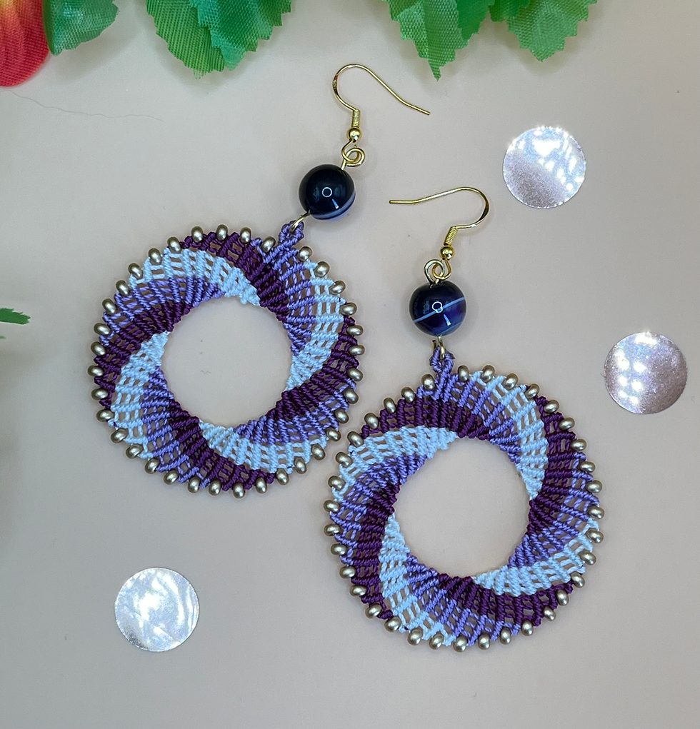 Thumbnail: Handmade macrame hoop earrings