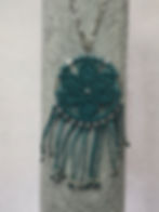unique handmade macrame jewellery necklace boho festival teal