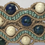 Thumbnail: handmade macrame bracelet wrap green blue white gold gemstone