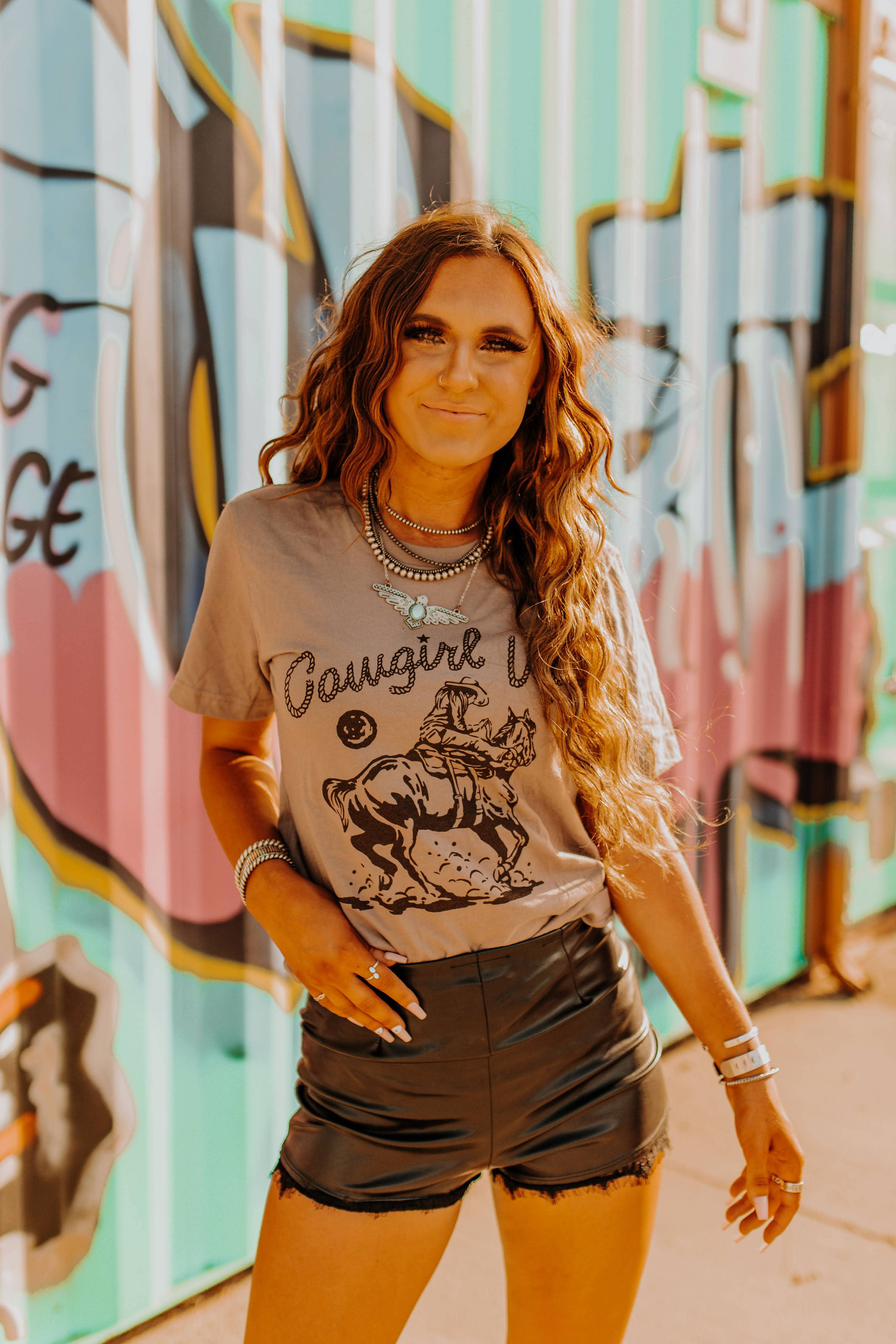 Cowgirl Up Western Horse Graphic Tee