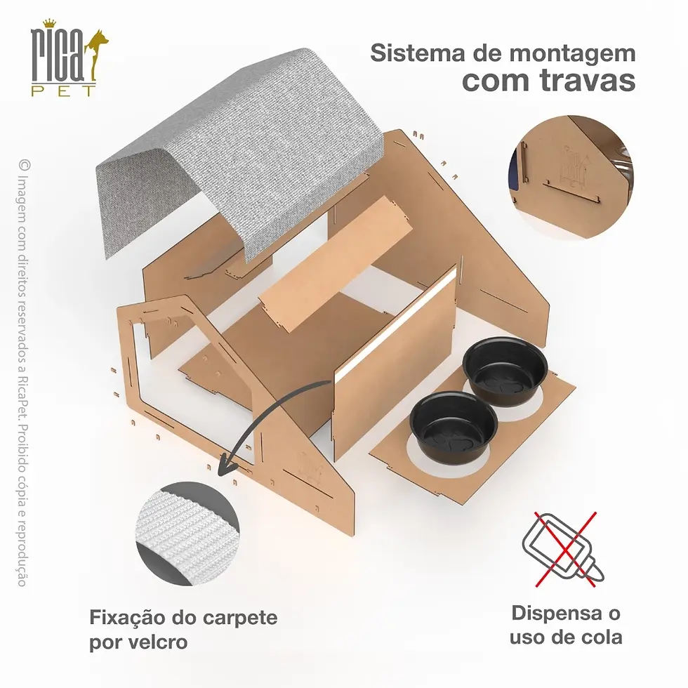 Miniatura: Casinha Gato Arranhador Comedouro Casa Caminha Com Arranhador Carpete Luxo Pet R