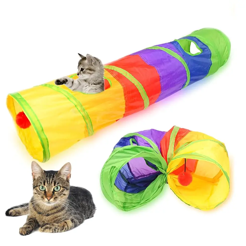 Miniatura: Brinquedo Para Pets Túnel Labirinto Para Gatos Colorido  Floral para Gato