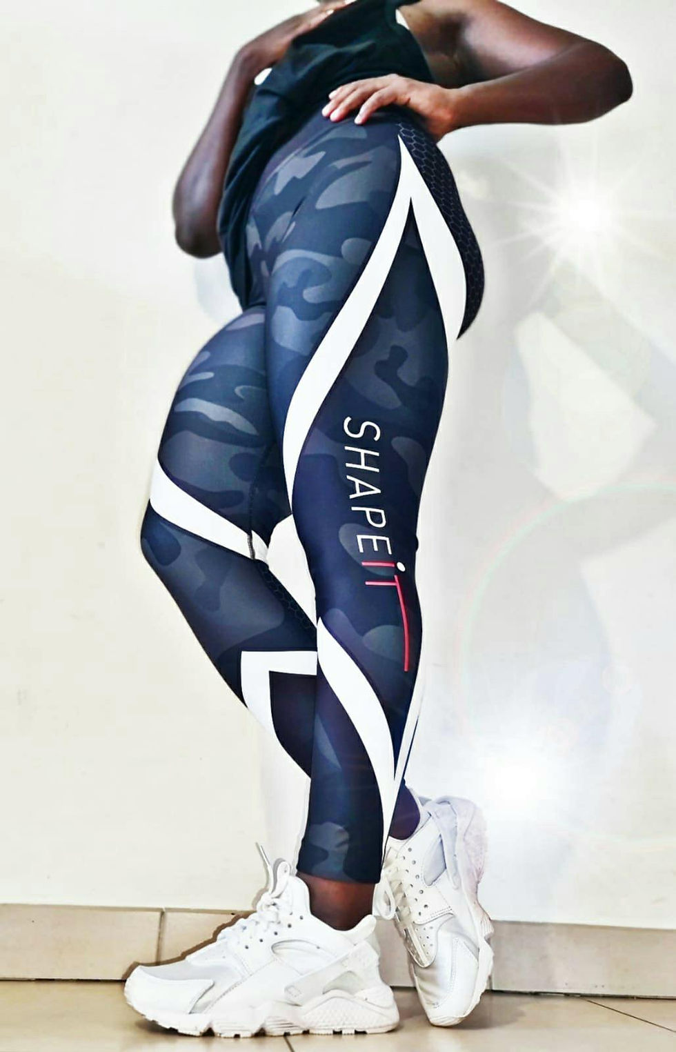 Thumbnail: shapeit gym & street wear Black Camo exercise leggings. #FITGIRL