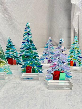 Fused glass decorative holiday modern tree