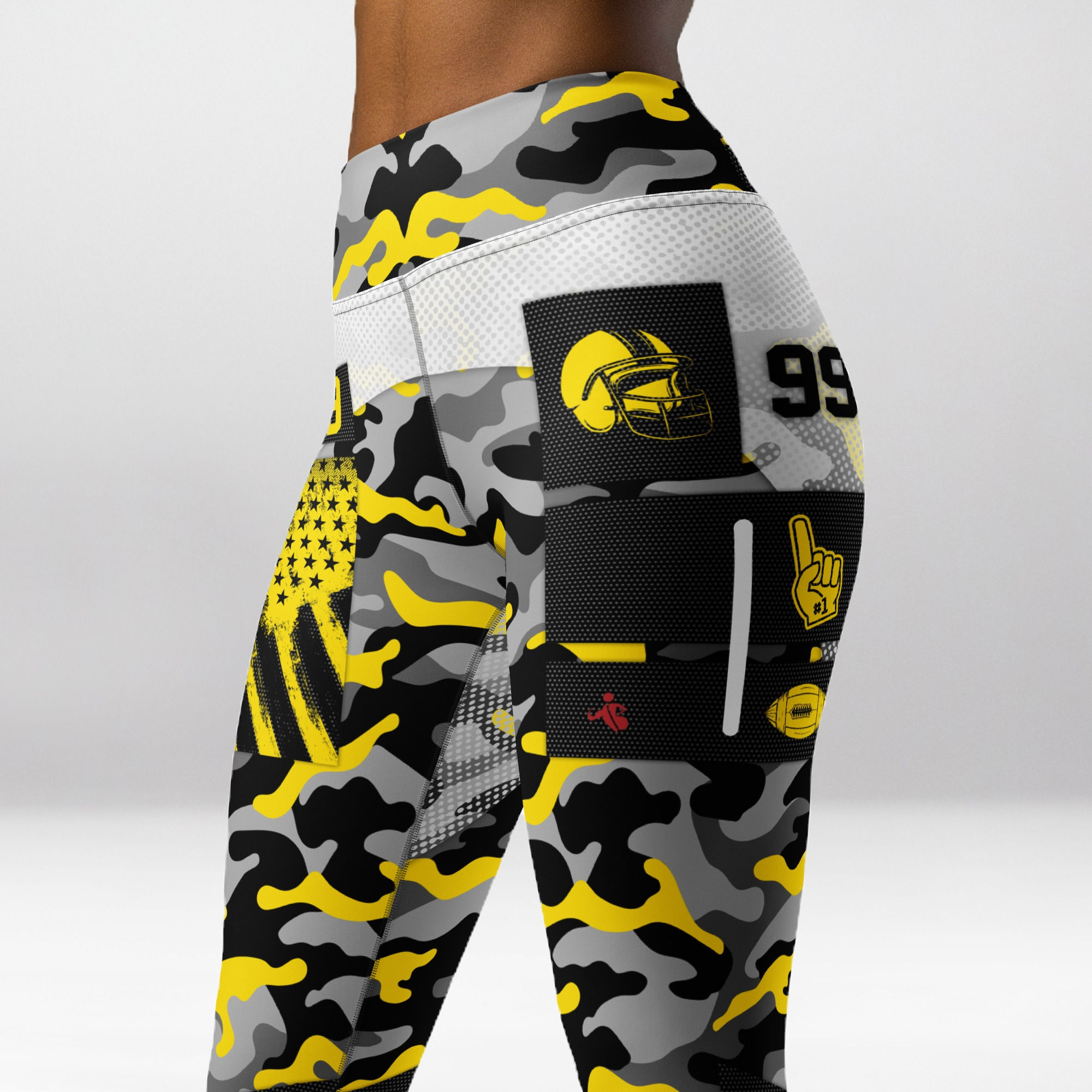 Shapeit Gym & Street Wear Yellow American Football Exercise leggings. #FITGIRL