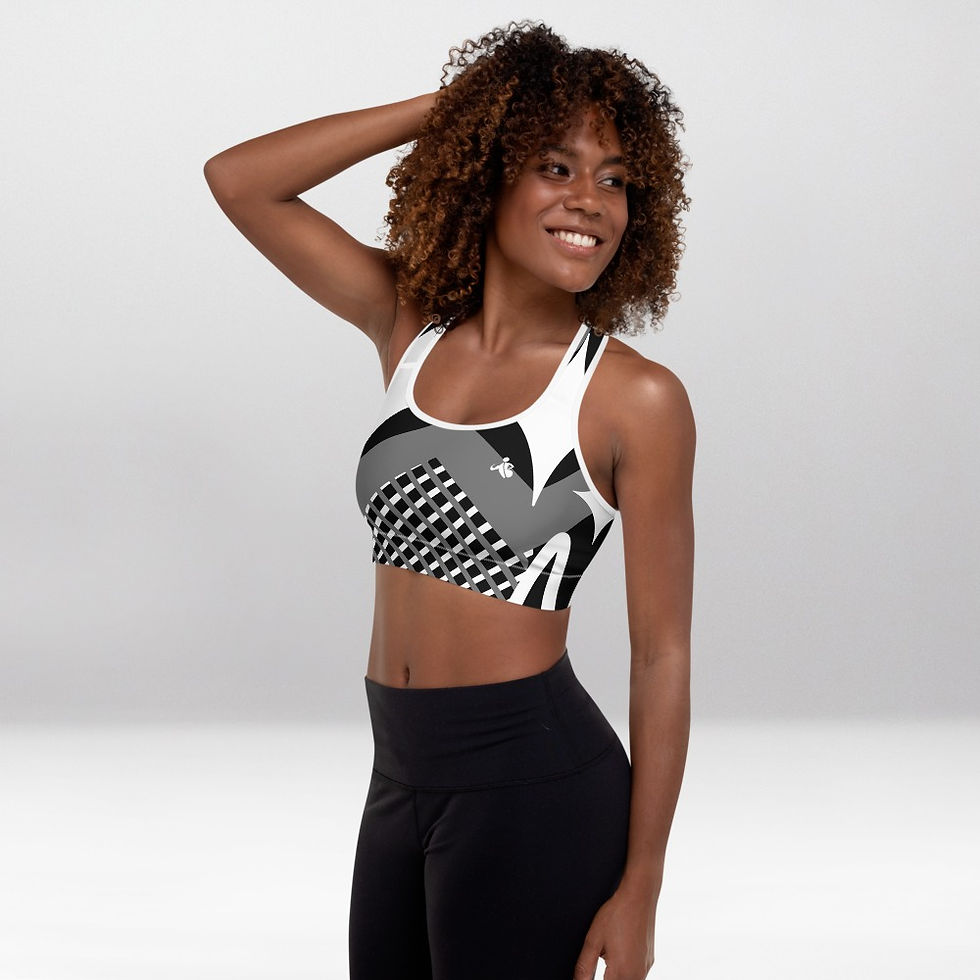 Miniature : Shapeit Gym And Street Wear Geometric White&Grey precision padded sports bra