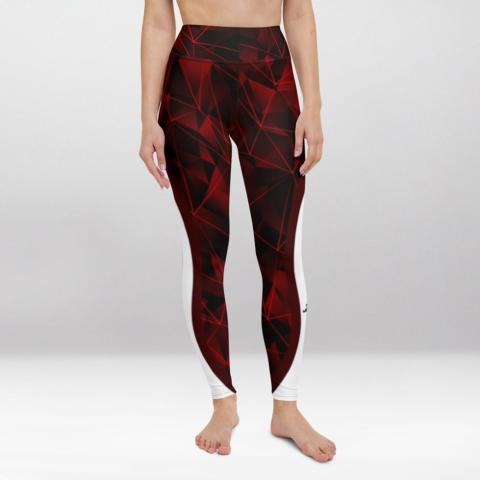 Thumbnail: shapeit gym & street wear Red Mirror Maze exercise leggings. #FITGIRL