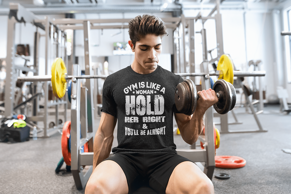 shapeit gym & street wear Mens Black | Gym is like a woman premium T-Shirt