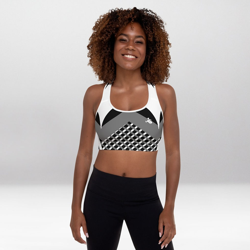 Shapeit Gym And Street Wear Geometric White&Grey precision padded sports bra