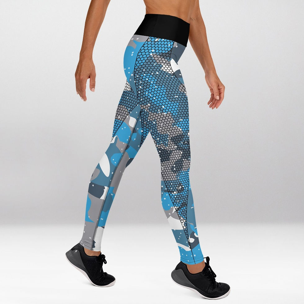 Thumbnail: shapeit gym & street wear Star Blue Camo exercise leggings. #FITGIRL