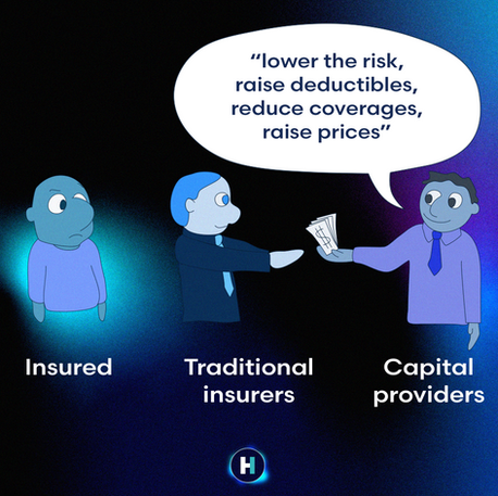 capital providers offering capital to a traditional insurer with strings attached, which negatively affects the insured